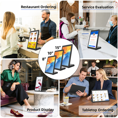 Segnaletica di feedback dei clienti Android 10.0 Segnaletica digitale L Shape Ristorante Tablet 10 pollici menu tablet menu schermo menu ristorante