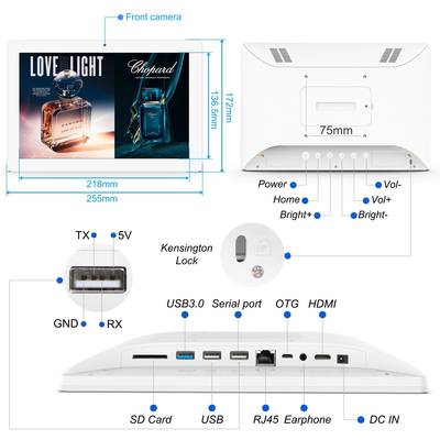 10.1 Inch Wall Mounted Tablet Digital Signage FCC, CE, ROHS, Qualità garantita Maggiori dettagli Personalizzabile