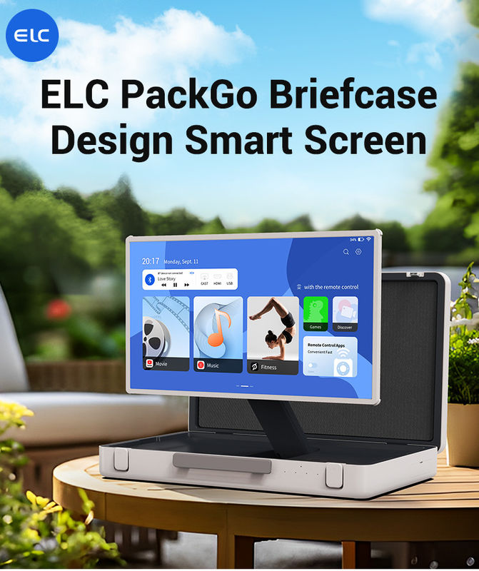 ELC PackGO Portatile da 27 pollici Portfolio Design Touch Screen Sistema Android Smart TV Screen per il campeggio