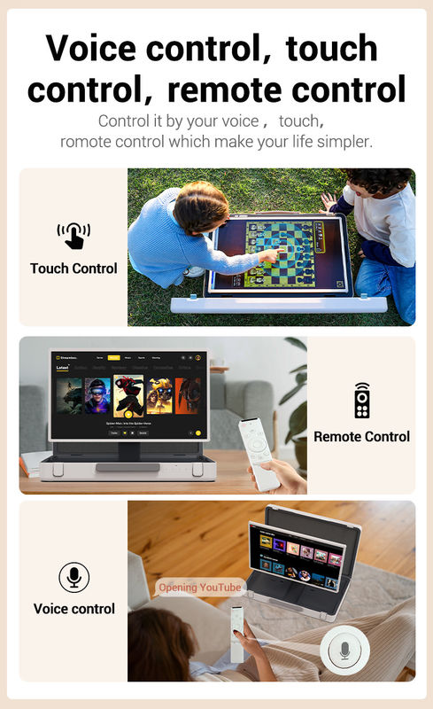 ELC PackGO Portatile da 27 pollici Portfolio Design Touch Screen Sistema Android Smart TV Screen per il campeggio