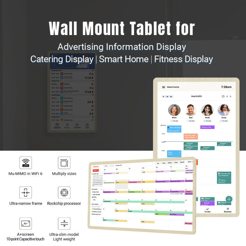 21 Inch Incell Android14 Digital Wall Calendar Software gratuito Touch Screen Smart Calendar Display per la famiglia