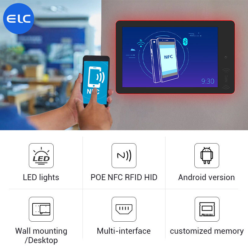 RK3568 Segnaletica digitale a muro Android 12 touch screen indoor POE NFC luce a LED per riunioni