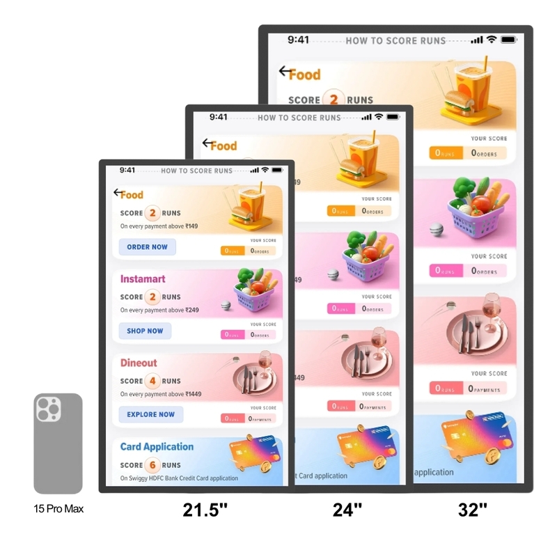 Schermo interattivo per computer da cucina con touch screen per segnaletica digitale Kds System Pos System Schermo da cucina a parete