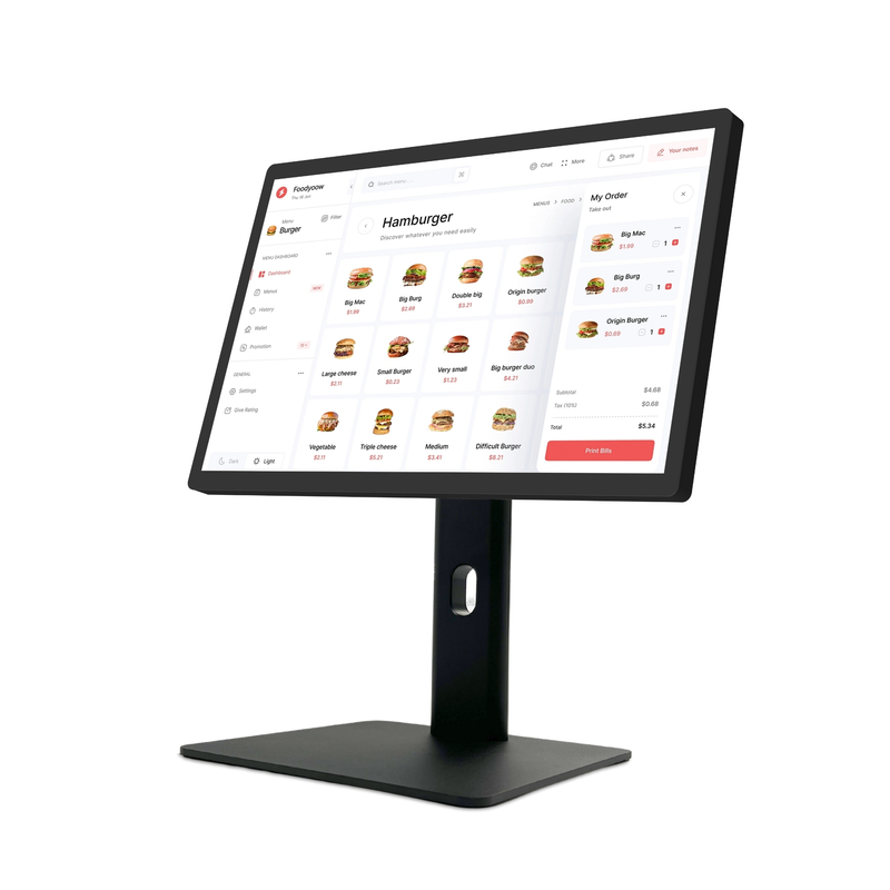 WF2138T 21,5" Interactive Touch Screen Lcd 1920*1080 16:9 250cd WIFI RJ45 Poe KDS Kitchen Display Pos System Screen con base