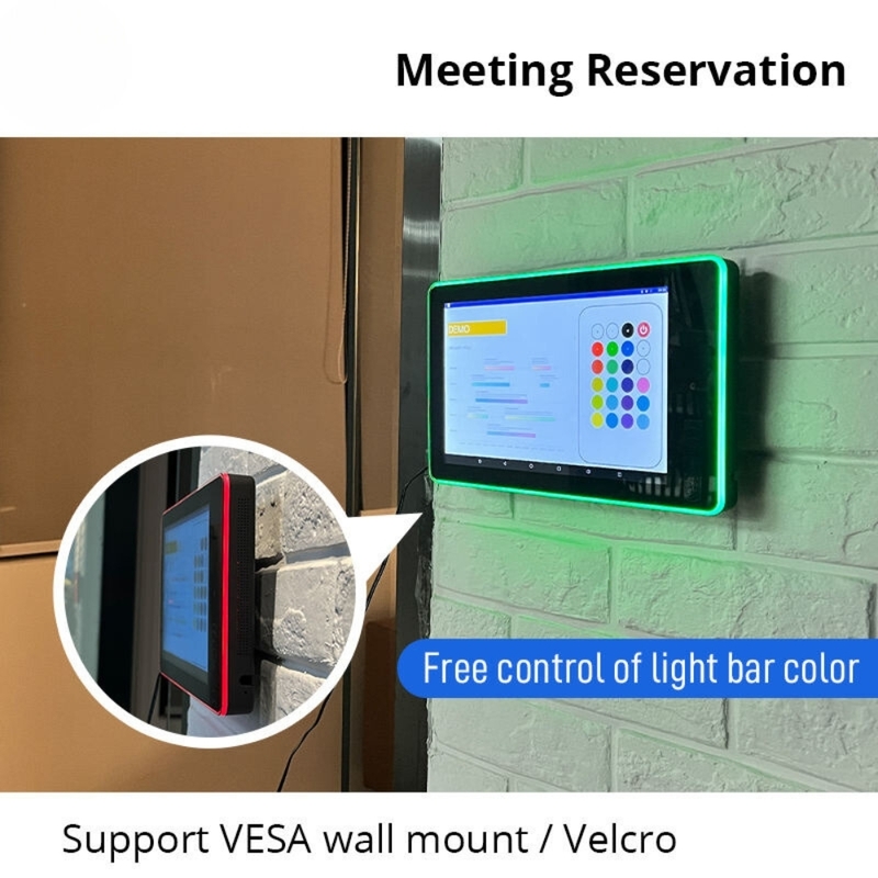 Tablet per sala riunioni Android da 10,1 pollici con barra luminosa a LED per montaggio a parete