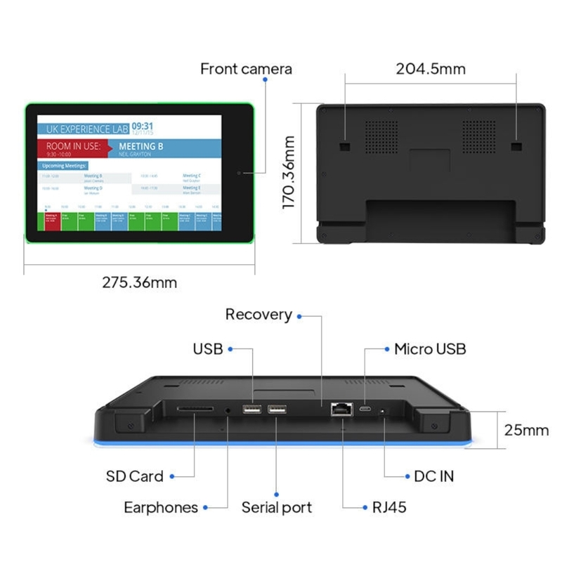 Tablet Android da parete da 10 pollici per riunioni con barra luminosa a LED