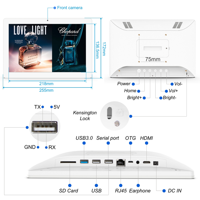 10.1 Inch Wall Mounted Tablet Digital Signage FCC, CE, ROHS, Qualità garantita Maggiori dettagli Personalizzabile