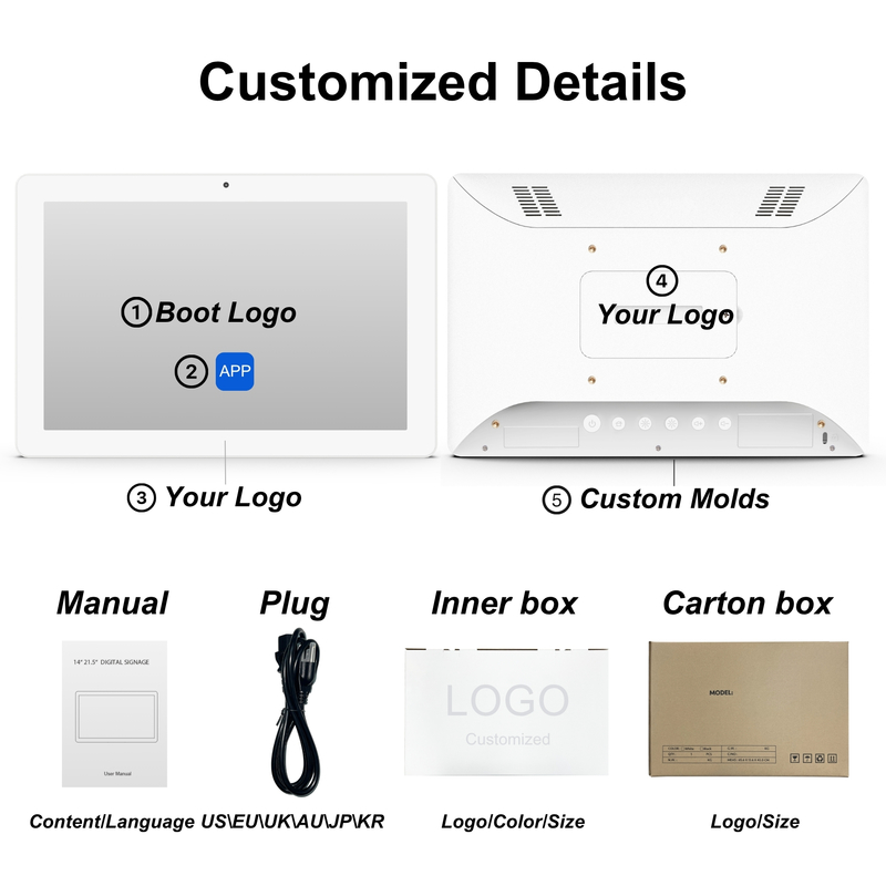 10.1 Inch Wall Mounted Tablet Digital Signage FCC, CE, ROHS, Qualità garantita Maggiori dettagli Personalizzabile